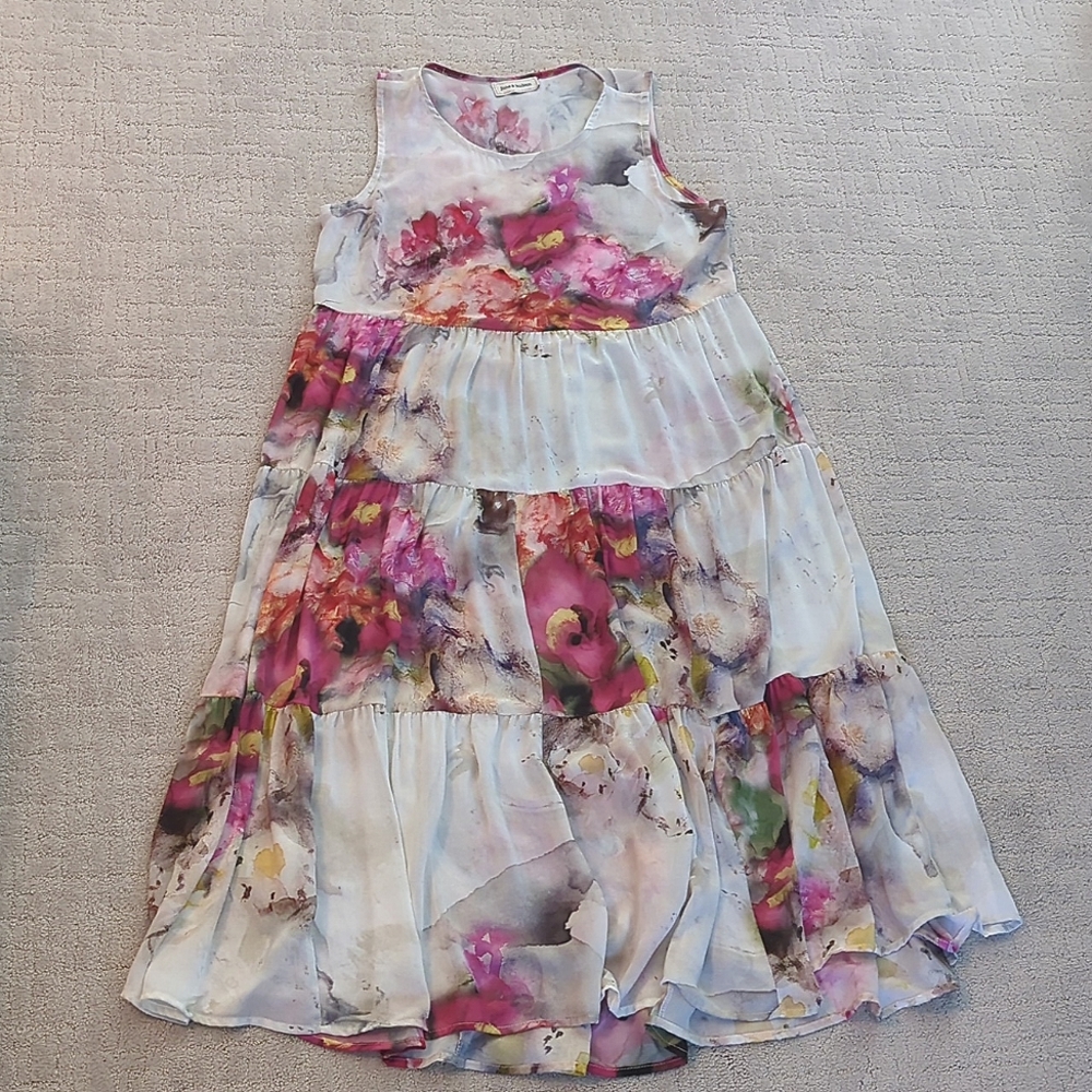 June & Hudson Floral Maxi Dress - Pink and White